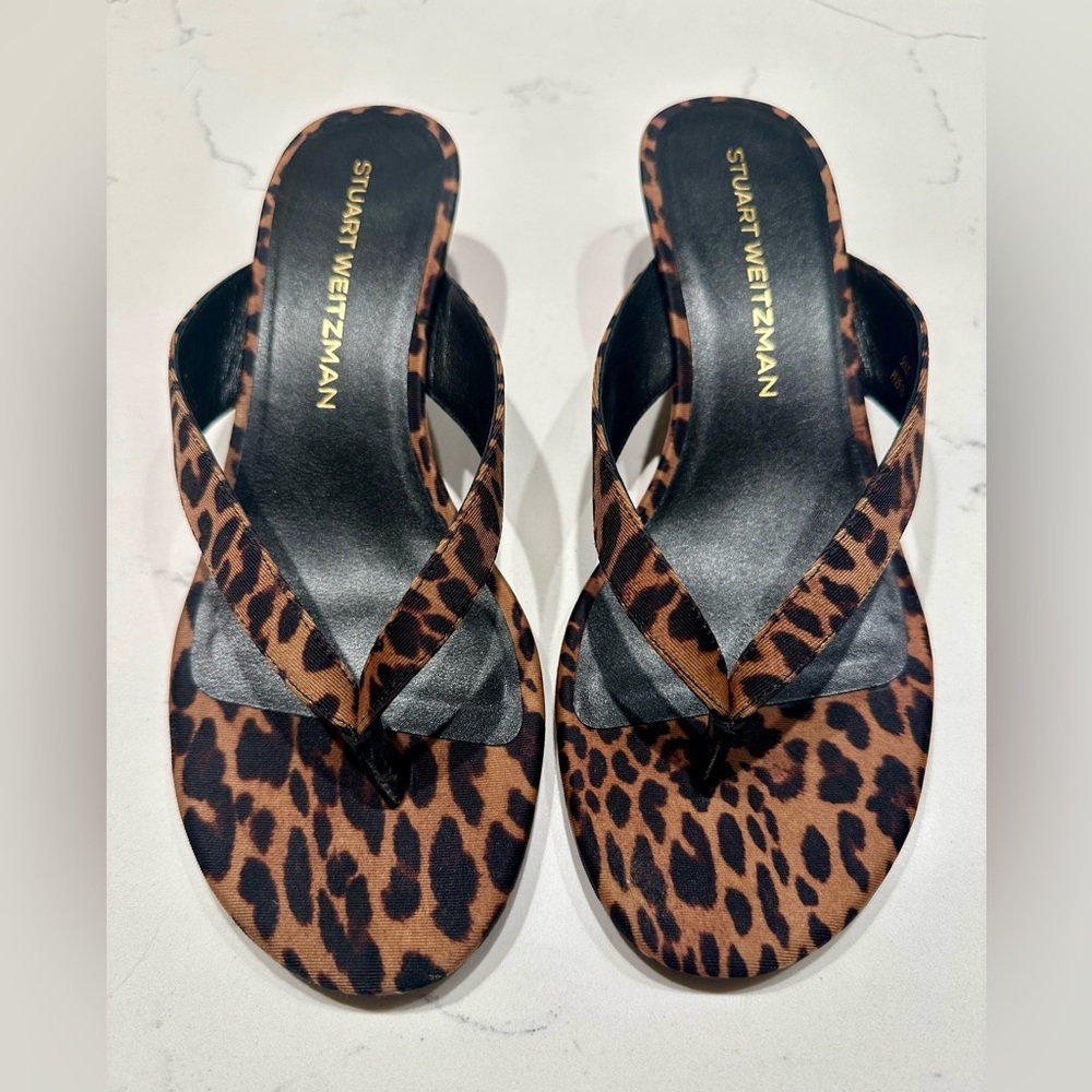 Stuart Weitzman Rio Sleek Leopard Kitten-Heel Sandals - size 8.5B - Picture 2 of 11